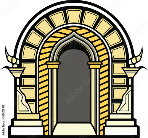 Gothic House Elements Elegant Golden Archway Entrance Design