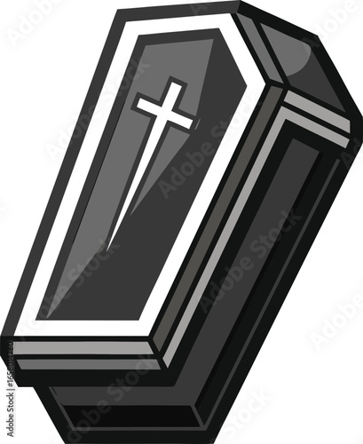Minimal Death Symbols Black Coffin with Cross Illustration