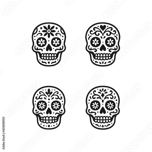 Decorative Sugar Skull Icons