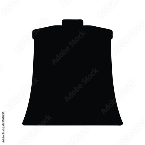 Silhouette of Nuclear Power Plant Cooling Tower on White Background