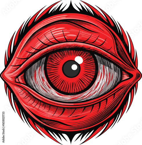 Minimal Death Symbols Red Eye Vector Illustration Graphic