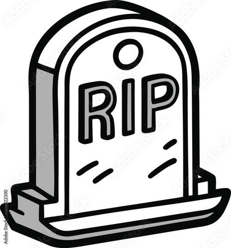 Minimal Death Symbols Cartoon Tombstone RIP Icon Design