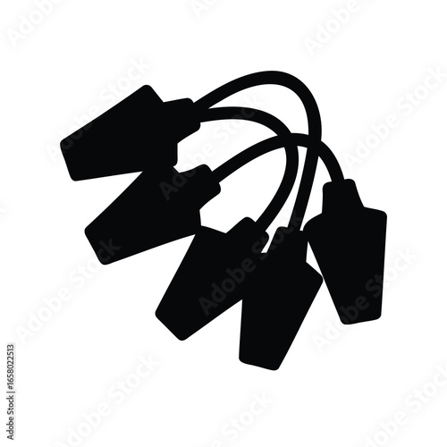 Black silhouette of spark plug wires or ignition wires for car engines