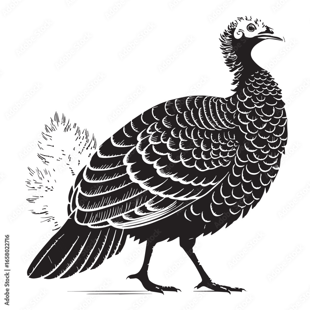 Obraz premium black Thanksgiving Turkey Silhouette Vector, High Quality Illustration on White Background