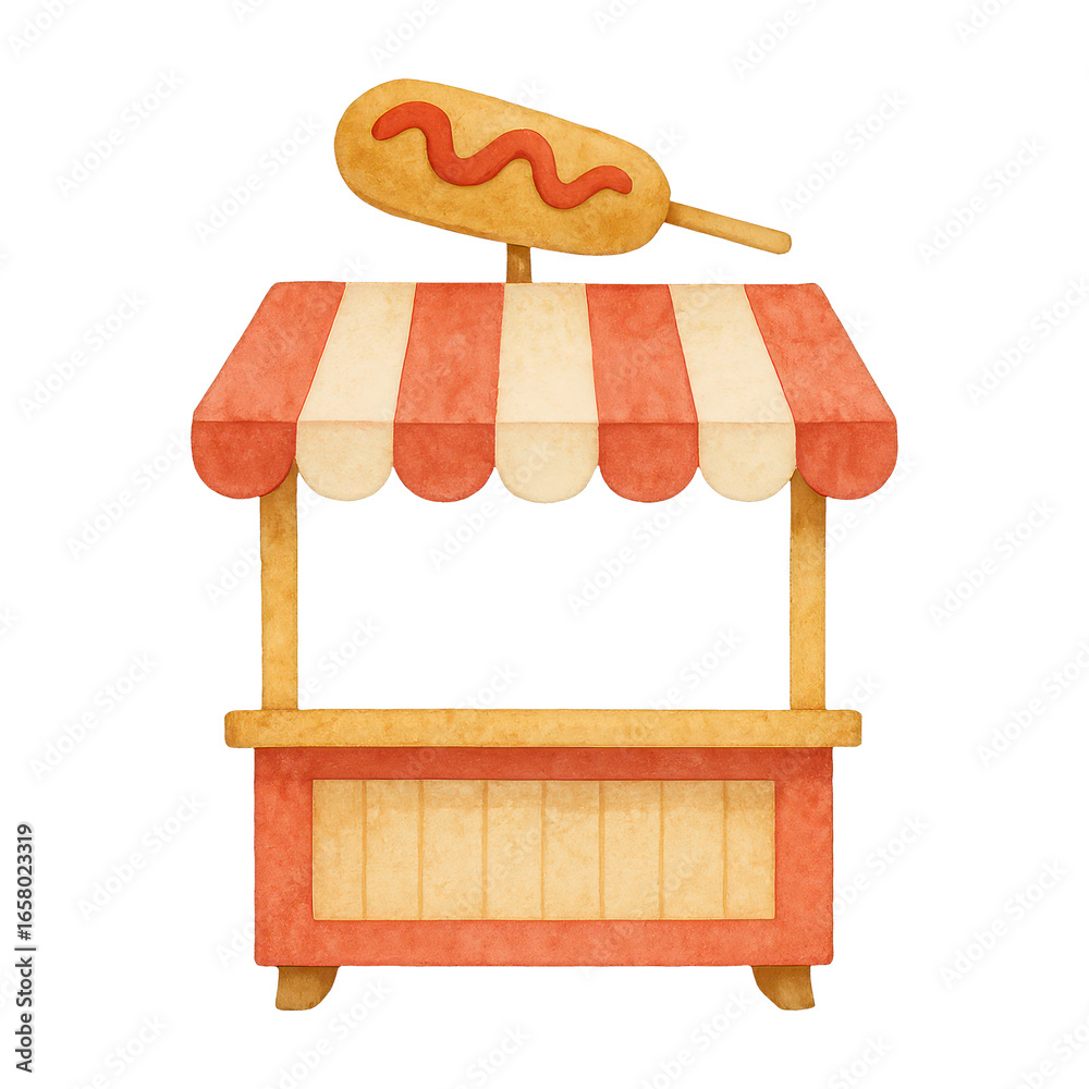 Fototapeta premium PNG Vintage food stall illustration.