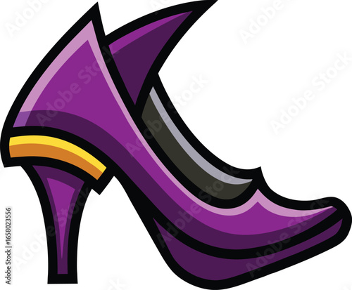 Halloween Shoe Graphics Stylish Purple High Heel 
