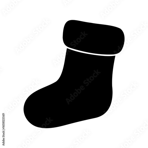 Simple black and white Christmas stocking illustration ready for filling up with treats
