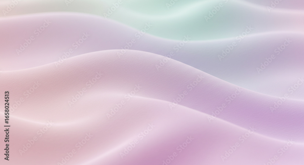 Fototapeta premium Abstract pastel waves with soft gradients of pink purple and green flowing smoothly across
