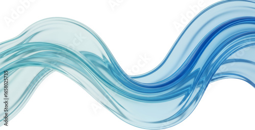 Translucent Blue And Teal Wavy Ribbon Formation Flowing Horizontally Across A Transparent Background Abstract Transparent Background