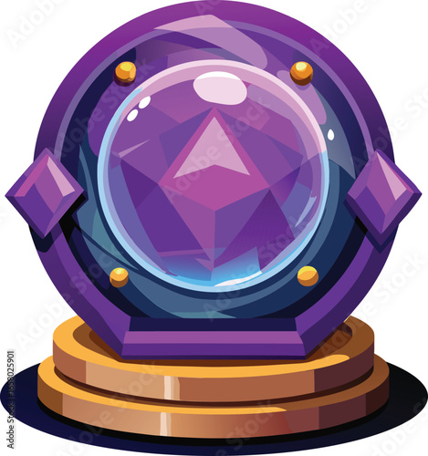 Spooky Crystal Elements Purple Crystal Ball on Stand