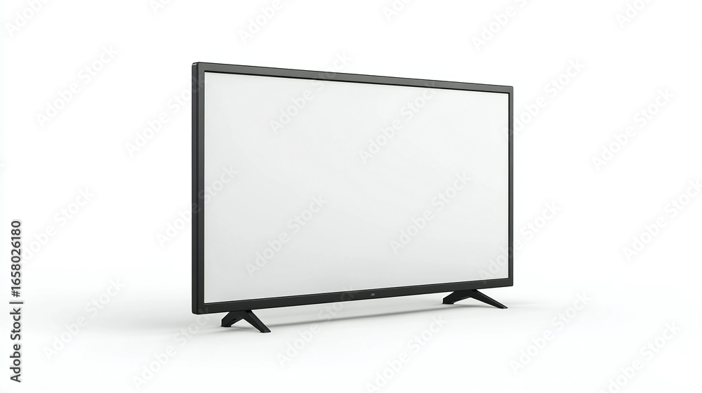 Isolated on a white background, a realistic LCD TV displays a blank screen. 4K TV mock-up, flat screen LCD, plasma Isolated on a white background, a realistic LCD TV displays a blank screen. 4K TV mock-up, flat screen LCD, plasma