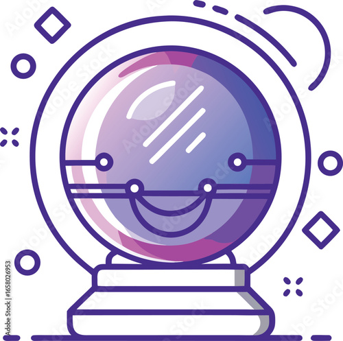 Spooky Crystal Elements Cute Purple Crystal Ball Illustration