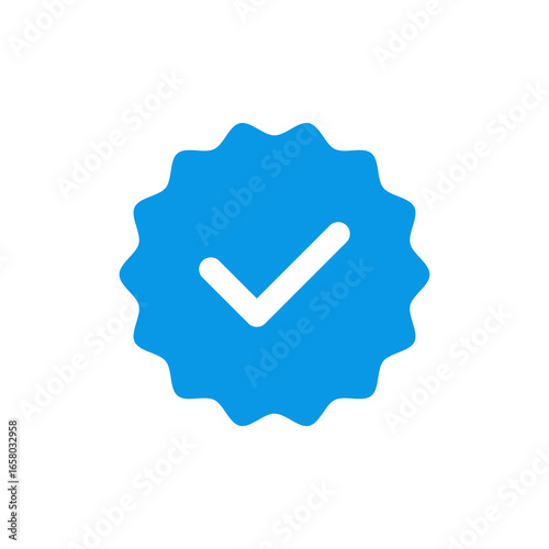 Blue tick verified badge icon, transparent png .