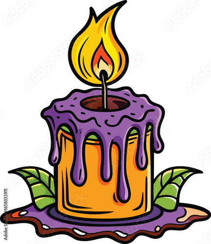 Halloween Ceremony Items Dripping Candle with Leaves Design