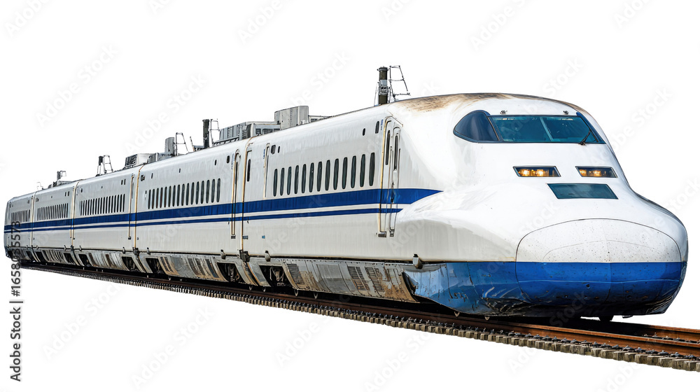 Naklejka premium High-Speed Train on Railway Tracks in Dynamic Motion with Sleek Design and Modern Features for Travel Enthusiasts