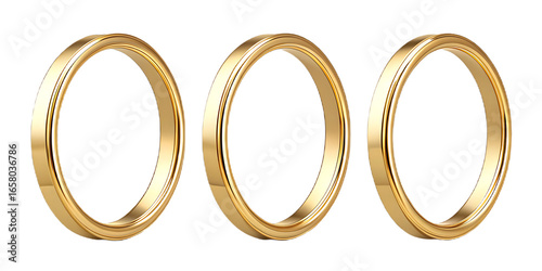 Three Golden Rings Symbolizing Union Love and Commitment Wedding Bands on Dark Background