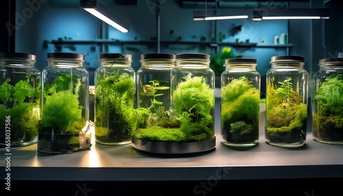 Experimental Moss Terrariums in Lab