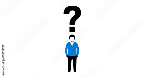 Man with a Question Mark Above His Head - Conceptual Image of Uncertainty and Doubt