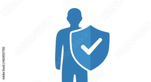 Person with Shield Protection, Security, and Assurance Concept