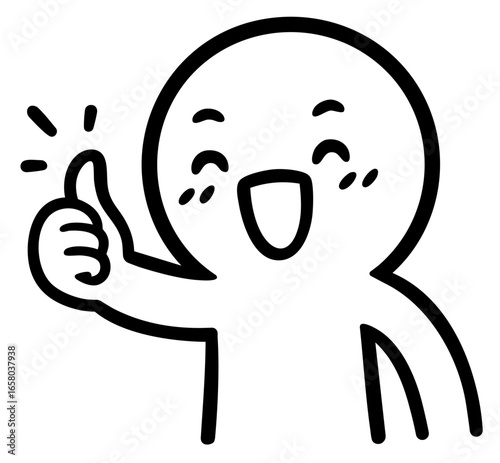 Smiling character showing thumbs up approval positive cheerful supportive expression