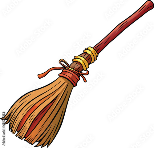 Witch Tools Collection Witch's Broom Cartoon Illustration