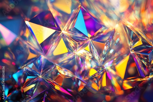 Colorful Abstract Gemstone Surface with Light Reflection and Refraction