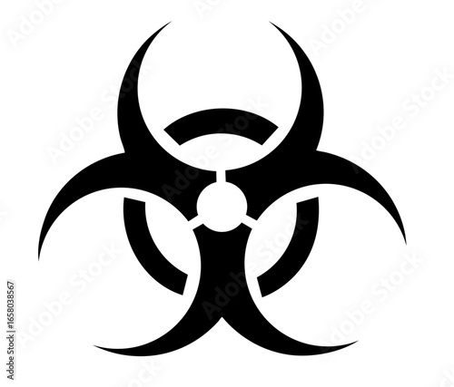 Biohazard symbol of infection and contamination, creepy gothic sign of deadly virus, apocalyptic horror emblem of disease, plague and toxic danger