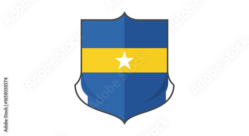 Free Download Shield with Blue and Yellow Design Featuring a Central Star, Modern Emblem - GFXLoad