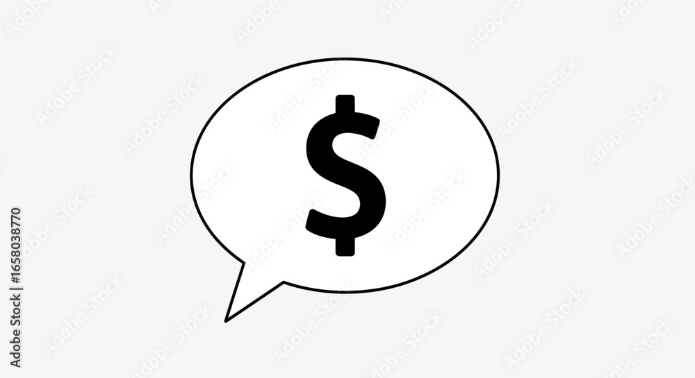 Fototapeta premium Dollar Sign Inside a Speech Bubble Concept of Financial Discussion and Monetary Matters