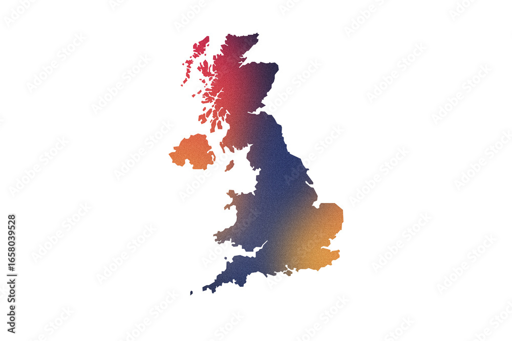 Naklejka premium Multicolored Transparent Map of the United Kingdom
