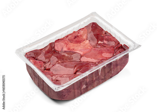 Raw chicken liver isolated on white background. Meat.