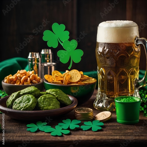 Happy baby dressed as Santa Claus Dwarf with a Christmas tree in the background