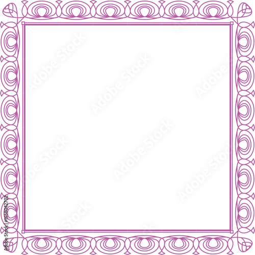 Delicate pink ornate border with swirling shapes defines an elegant transparent background