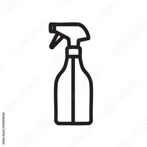 A black and white line drawing of a spray bottle.