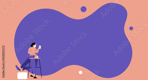 Person in a mask spraying sanitizer, promoting hygiene and safety in a modern, abstract environment. Health and wellness concept.