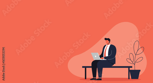 Professional businessman working remotely on laptop. Represents flexibility, productivity, and modern business or digital nomad lifestyle.