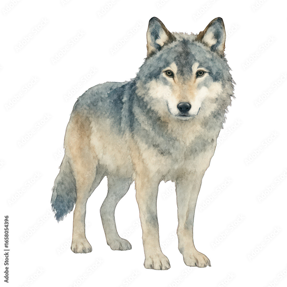 Obraz premium PNG Majestic watercolor wolf illustration.