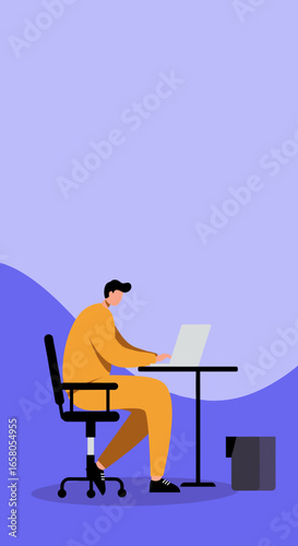 Professional working diligently on a laptop in a modern home office setting. Represents productivity, online learning, and digital transformation.
