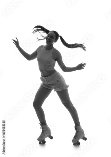 Silhouette of woman in roll...