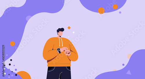 Man checking his smartwatch, representing modern technology, digital connectivity, and smart lifestyle. Ideal for tech, communication, or wellness concepts.