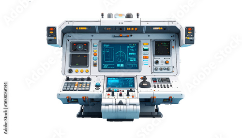 Futuristic Control Panel With Advanced Technology Displays and Buttons