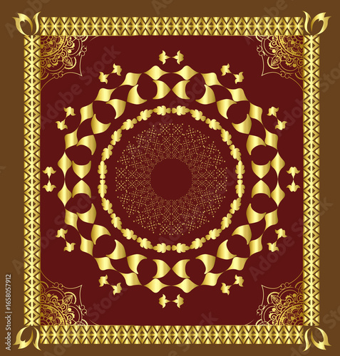 Muslim prayer rug illustration design. Arab decorative ornament. textile products