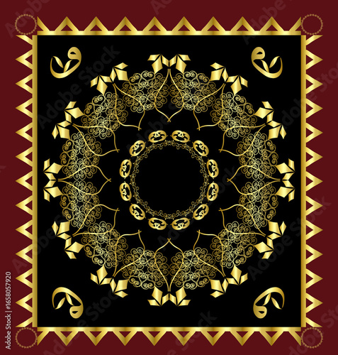 Muslim prayer rug illustration design. Arab decorative ornament. textile products