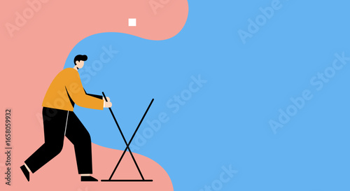Modern illustration of a person creating or designing, symbolizing innovation, strategy, and problem-solving in business.