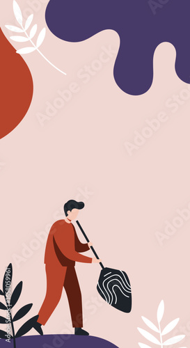 Illustration of a craftsman creating glass art. Represents skill, creativity, and the process of handcrafting, suitable for design and industry themes.