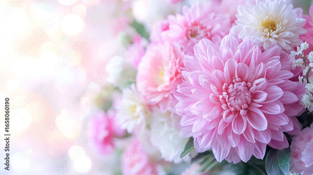 A vase filled with pink and white flowers sits amidst green foliage, with additional blooms visible in the foreground against a blurry backdrop A vase filled with pink and white flowers sits amidst green foliage, with additional blooms visible in the foreground against a blurry backdrop