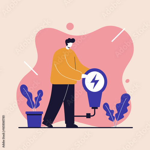 Person holding an energy lightbulb, symbolizing innovation, sustainable power, and new ideas. Ideal for business, technology, or green energy concepts.