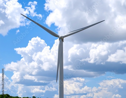 Wind turbine against a cloudy sky