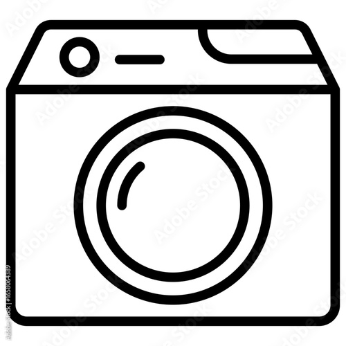 Washing Machine Outline Icon Design Vector - Washing machine symbol for laundry, household cleaning, and modern appliances
