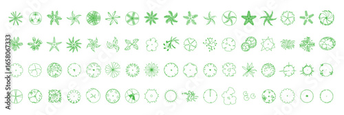 Top View Vector Icons of Trees and Plants for Floor Plan and Architectural Design Projects	